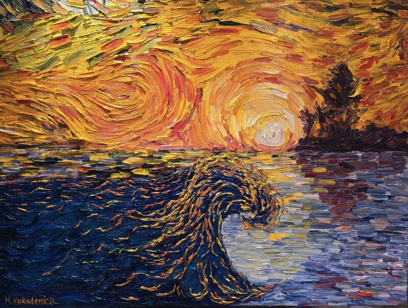 'The Noble Wave', Collection 'Infinity Bay' - a Paintings by Dr. Halyna Vakulenko